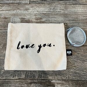 Canvas Pouch with 'Love You' Print